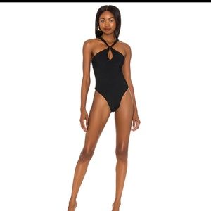CAMILA COELHO ALANZA ONE PIECE IN BLACK, SIZE  SMALL